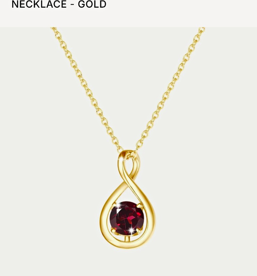 fanci.me Sterling Silver Gold Tone Infinity Pendant Necklace Garnet, Lobster